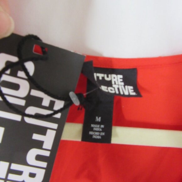 Future Collective Blouse Red Cotton Poplin Eyelet Long Sleeve Size Medium NWT - Picture 7 of 13